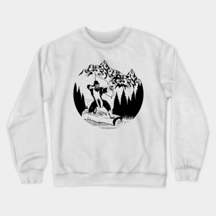 Bigfoot Bow Hunting Silhouette Mountains Gifts Crewneck Sweatshirt